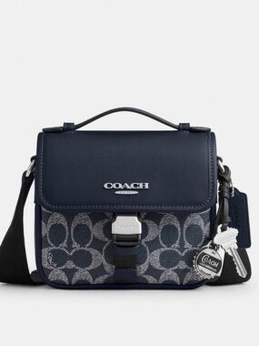 💙Coach NWT Blue Racer Crossbody Bag In Signature Canvas With Crossbody & Charms